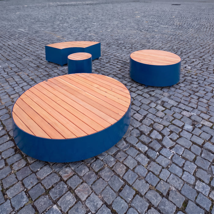 Gewerbefabrik Sitzbank Langenburg Outdoor Bank Parkbank Holz Blau RAL 5005 Stadt
