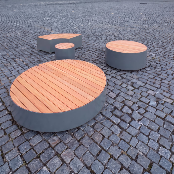 Gewerbefabrik Sitzbank Langenburg Outdoor Bank Parkbank Holz Grau RAL 7011 Stadt