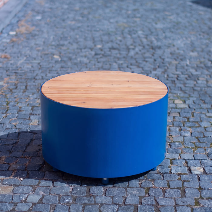 Gewerbefabrik Sitzbank Langeoog Outdoor Bank Parkbank Holz Blau RAL 5005 Park