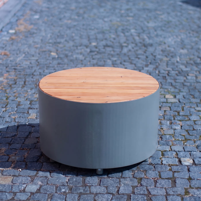 Gewerbefabrik Sitzbank Langeoog Outdoor Bank Parkbank Holz Grau RAL 7011 Park