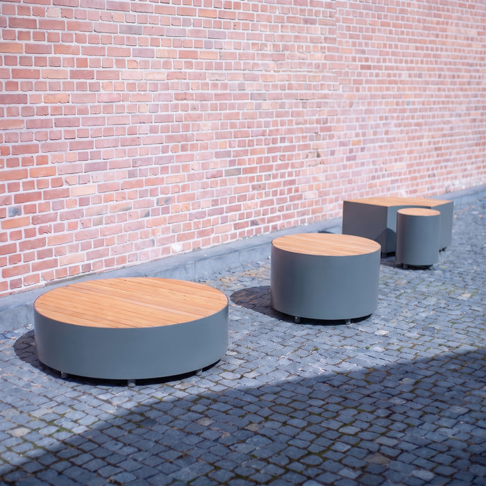 Gewerbefabrik Sitzbank Langeoog Outdoor Bank Parkbank Holz Grau RAL 7011 Stadt