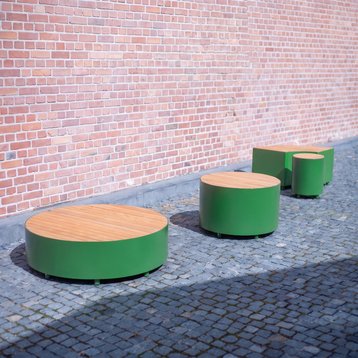Gewerbefabrik Sitzbank Langeoog Outdoor Bank Parkbank Holz Grün RAL 6018 Stadt