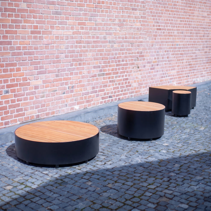 Gewerbefabrik Sitzbank Langeoog Outdoor Bank Parkbank Holz Schwarz RAL 9017 Stadt