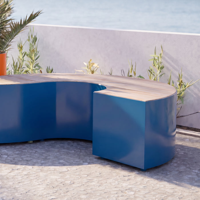 Gewerbefabrik Sitzbank Langerwehe Outdoor Bank Parkbank Holz Blau RAL 5005 Park