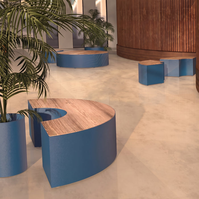 Gewerbefabrik Sitzbank Langerwehe Outdoor Bank Parkbank Holz Blau RAL 5005 Stadt