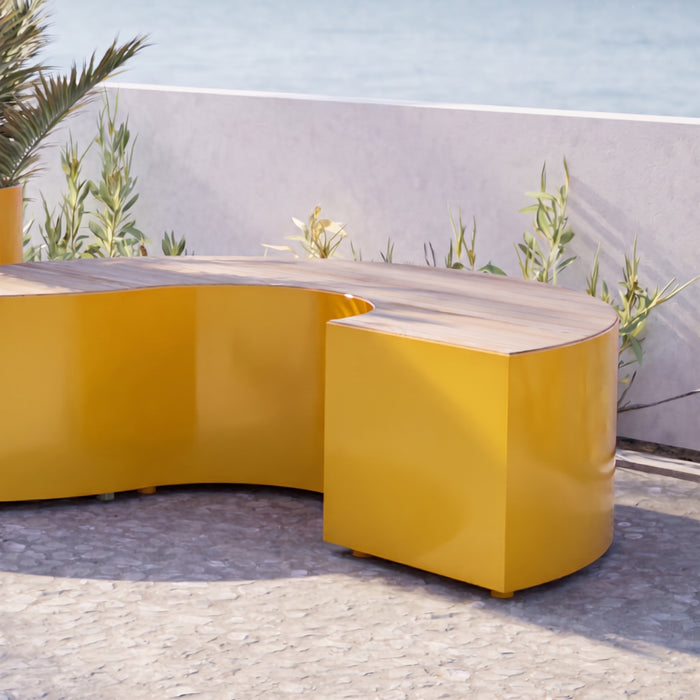 Gewerbefabrik Sitzbank Langerwehe Outdoor Bank Parkbank Holz Gelb RAL 1028 Park