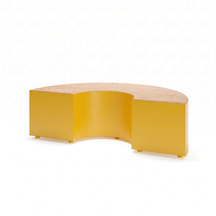 Gewerbefabrik Sitzbank Langerwehe Outdoor Bank Parkbank Holz Gelb RAL 1028