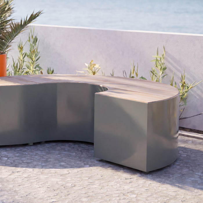 Gewerbefabrik Sitzbank Langerwehe Outdoor Bank Parkbank Holz Grau RAL 7011 Park