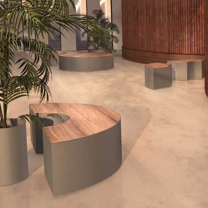 Gewerbefabrik Sitzbank Langerwehe Outdoor Bank Parkbank Holz Grau RAL 7011 Stadt