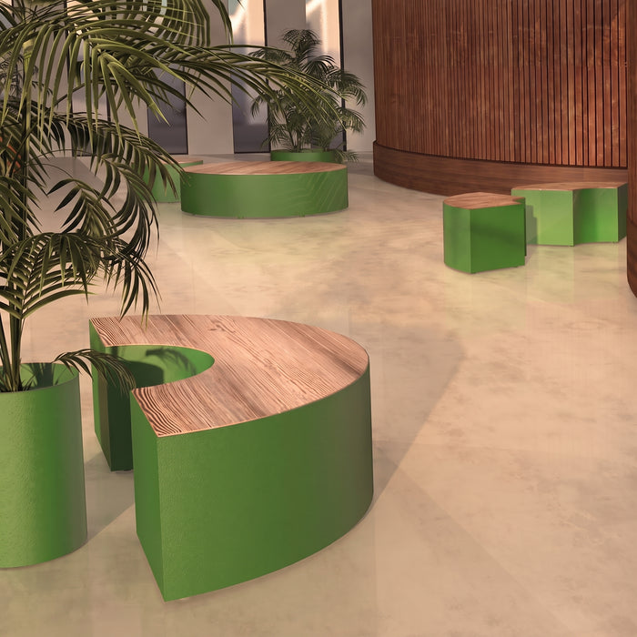 Gewerbefabrik Sitzbank Langerwehe Outdoor Bank Parkbank Holz Grün RAL 6018 Stadt
