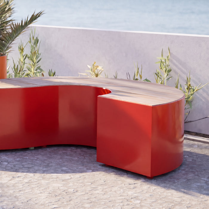 Gewerbefabrik Sitzbank Langerwehe Outdoor Bank Parkbank Holz Rot RAL 3001 Park