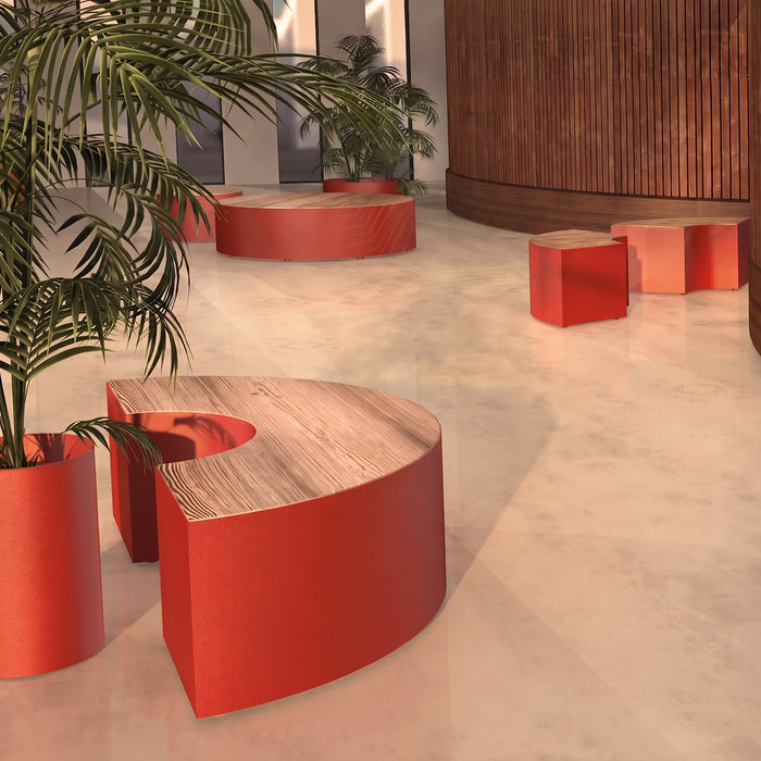 Gewerbefabrik Sitzbank Langerwehe Outdoor Bank Parkbank Holz Rot RAL 3001 Stadt