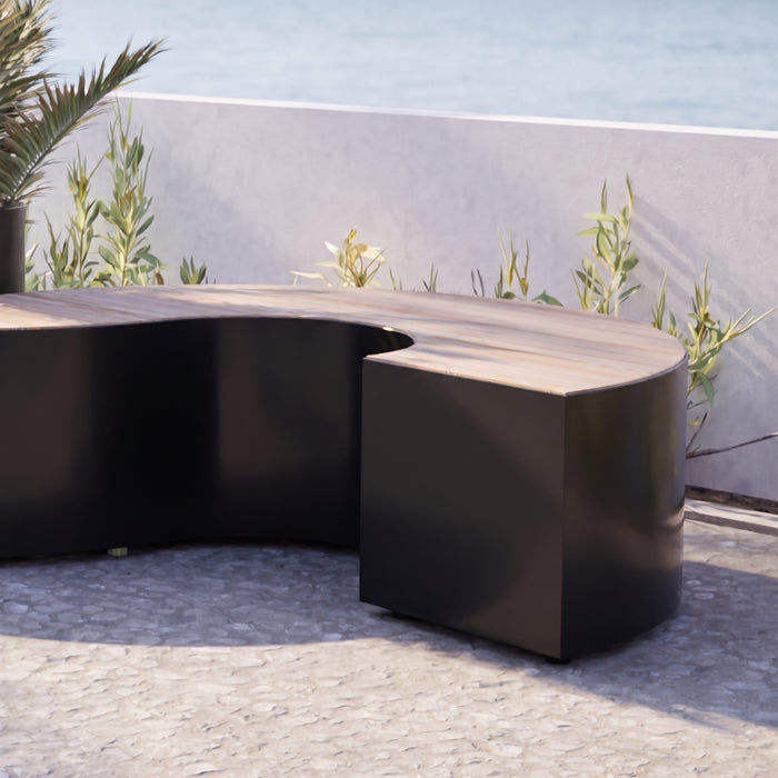 Gewerbefabrik Sitzbank Langerwehe Outdoor Bank Parkbank Holz Schwarz RAL 9017 Park