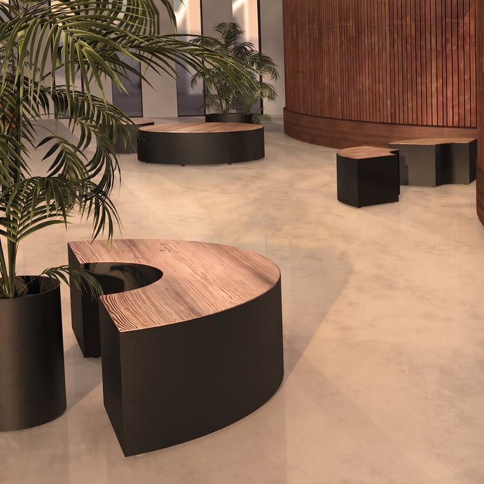 Gewerbefabrik Sitzbank Langerwehe Outdoor Bank Parkbank Holz Schwarz RAL 9017 Stadt