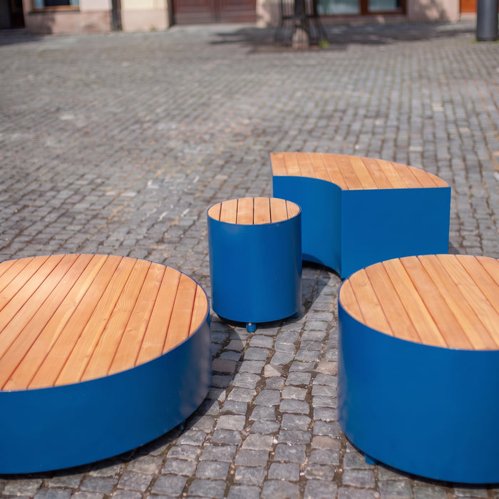 Gewerbefabrik Sitzbank Langquaid Outdoor Bank Parkbank Holz Blau RAL 5005 Stadt