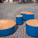 Gewerbefabrik Sitzbank Langquaid Outdoor Bank Parkbank Holz Blau RAL 5005 Stadt