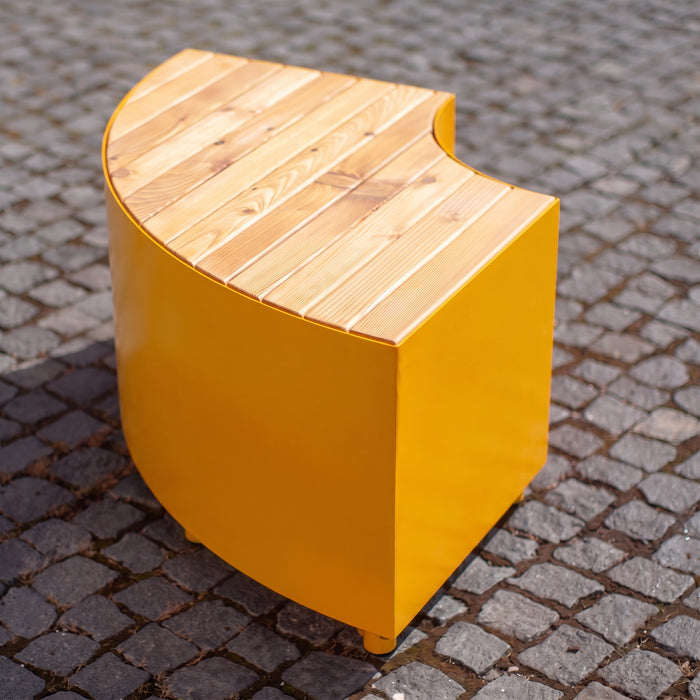 Gewerbefabrik Sitzbank Langquaid Outdoor Bank Parkbank Holz Gelb RAL 1028 Park