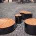 Gewerbefabrik Sitzbank Langquaid Outdoor Bank Parkbank Holz Schwarz RAL 9017 Stadt