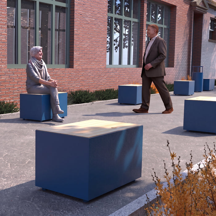 Gewerbefabrik Sitzbank Langweid Outdoor Bank Parkbank Holz Blau RAL 5005 Park