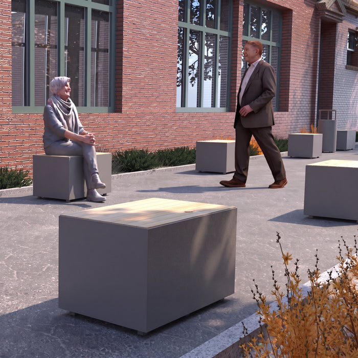 Gewerbefabrik Sitzbank Langweid Outdoor Bank Parkbank Holz Grau RAL 7011 Park