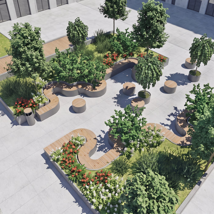 Gewerbefabrik Sitzbank Langweid Outdoor Bank Parkbank Holz Grau RAL 7011 Stadt