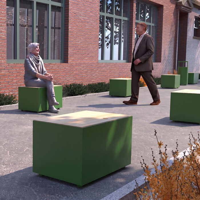 Gewerbefabrik Sitzbank Langweid Outdoor Bank Parkbank Holz Grün RAL 6018 Park