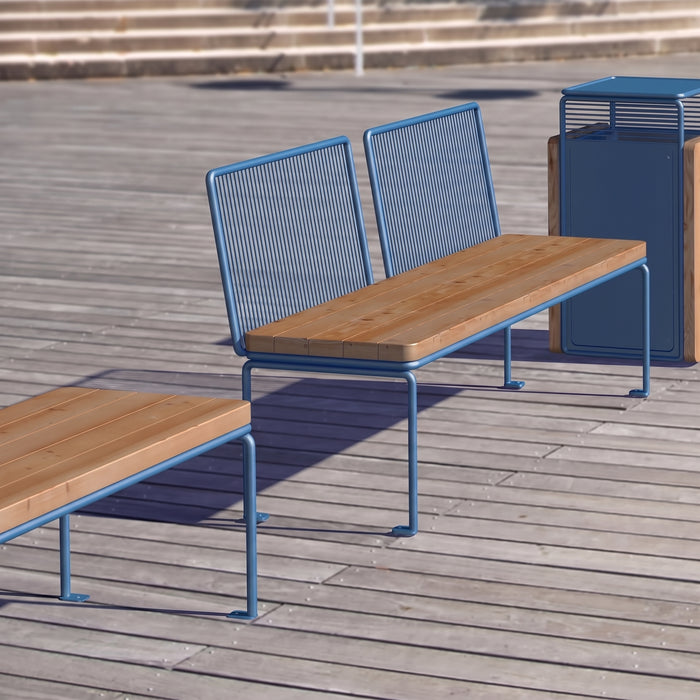 Gewerbefabrik Sitzbank Lengdorf Outdoor Bank Parkbank Holz Blau RAL 5005 Park