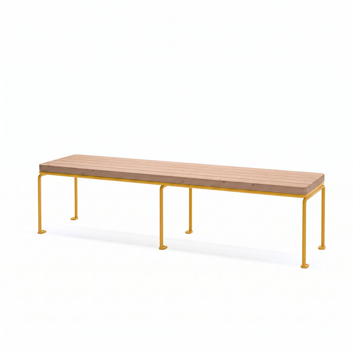 Gewerbefabrik Sitzbank Lengdorf Outdoor Bank Parkbank Holz Gelb RAL 1028