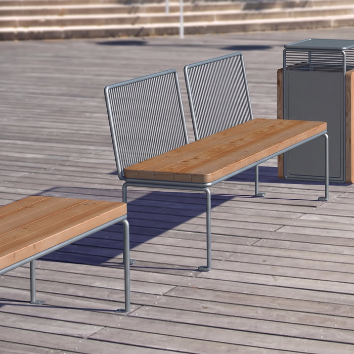 Gewerbefabrik Sitzbank Lengdorf Outdoor Bank Parkbank Holz Grau RAL 7011 Park