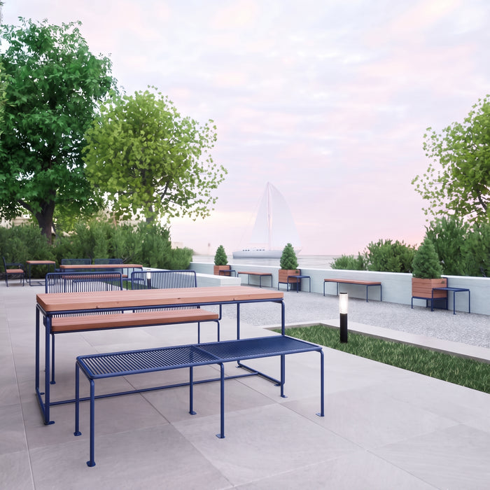 Gewerbefabrik Sitzbank Lengede Outdoor Bank Parkbank Holz Blau RAL 5005 Park