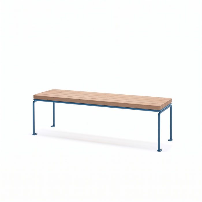Gewerbefabrik Sitzbank Lengede Outdoor Bank Parkbank Holz Blau RAL 5005