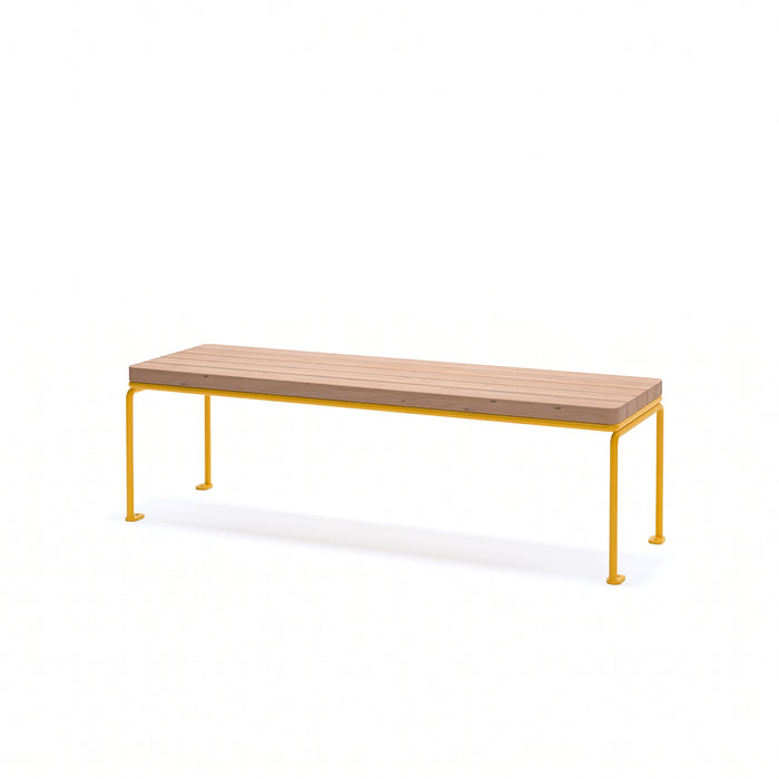 Gewerbefabrik Sitzbank Lengede Outdoor Bank Parkbank Holz Gelb RAL 1028