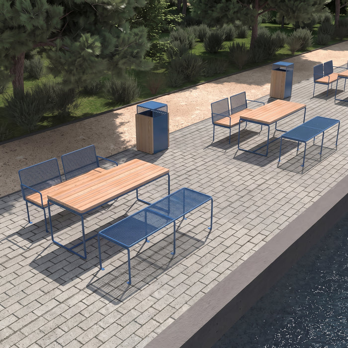 Gewerbefabrik Sitzbank Lengenfeld Outdoor Bank Parkbank Holz Blau RAL 5005 Park
