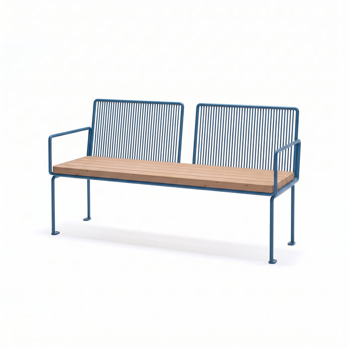 Gewerbefabrik Sitzbank Lengenfeld Outdoor Bank Parkbank Holz Blau RAL 5005