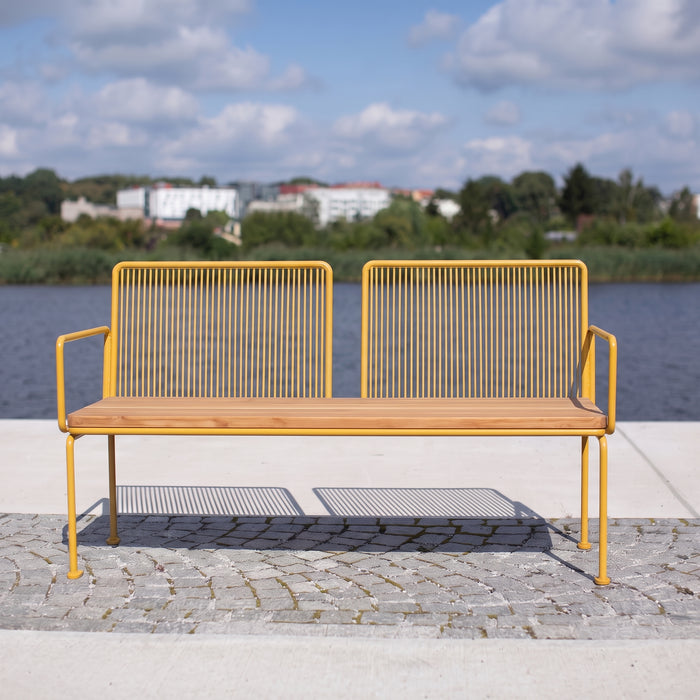 Gewerbefabrik Sitzbank Lengenfeld Outdoor Bank Parkbank Holz Gelb RAL 1028 Stadt