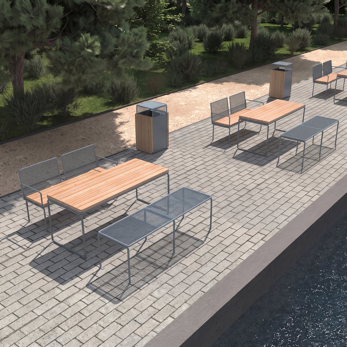 Gewerbefabrik Sitzbank Lengenfeld Outdoor Bank Parkbank Holz Grau RAL 7011 Park
