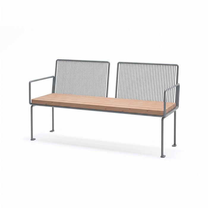 Gewerbefabrik Sitzbank Lengenfeld Outdoor Bank Parkbank Holz Grau RAL 7011
