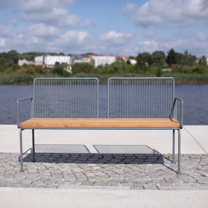 Gewerbefabrik Sitzbank Lengenfeld Outdoor Bank Parkbank Holz Grau RAL 7011 Stadt
