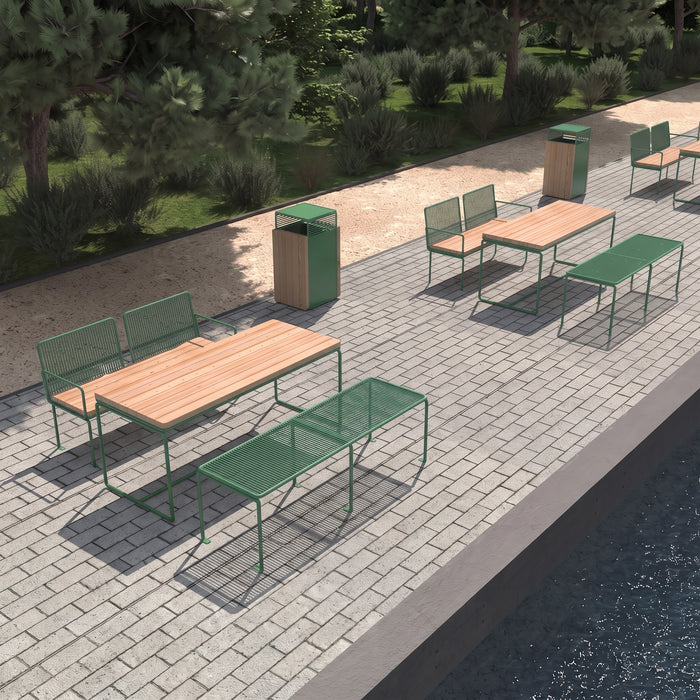 Gewerbefabrik Sitzbank Lengenfeld Outdoor Bank Parkbank Holz Grün RAL 6018 Park