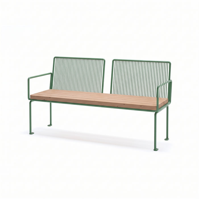 Gewerbefabrik Sitzbank Lengenfeld Outdoor Bank Parkbank Holz Grün RAL 6018