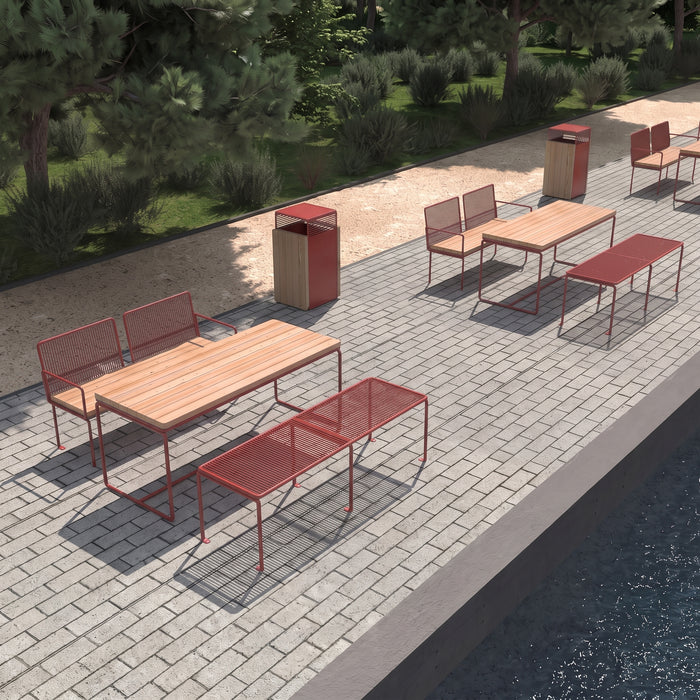 Gewerbefabrik Sitzbank Lengenfeld Outdoor Bank Parkbank Holz Rot RAL 3001 Park