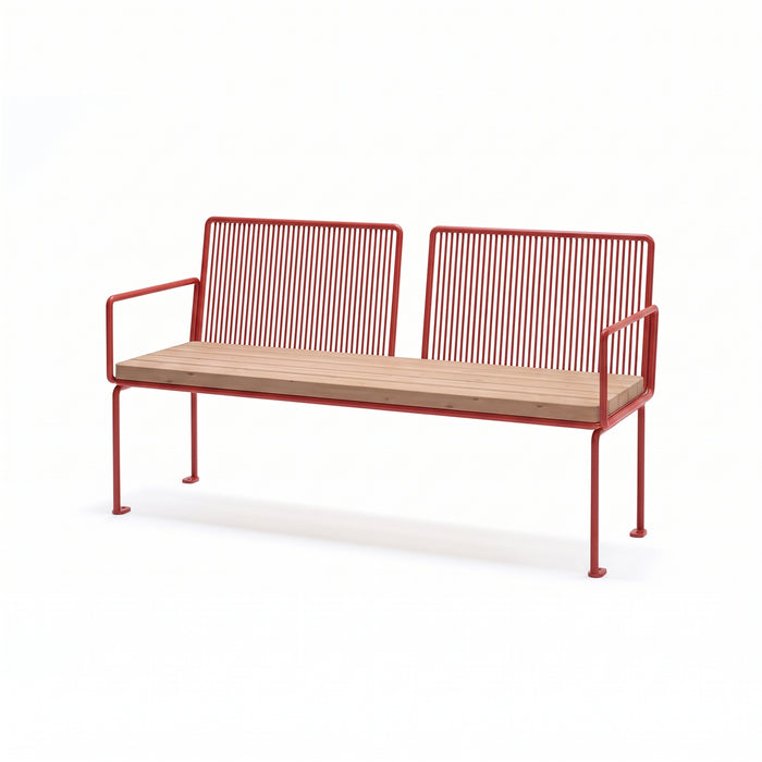 Gewerbefabrik Sitzbank Lengenfeld Outdoor Bank Parkbank Holz Rot RAL 3001