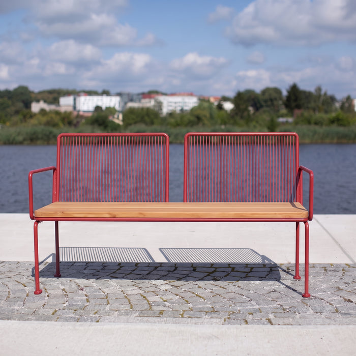 Gewerbefabrik Sitzbank Lengenfeld Outdoor Bank Parkbank Holz Rot RAL 3001 Stadt