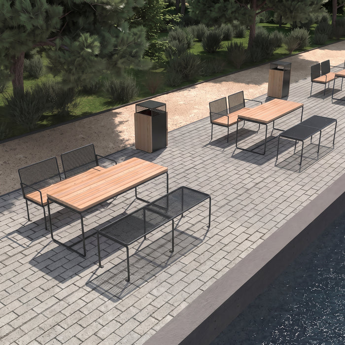 Gewerbefabrik Sitzbank Lengenfeld Outdoor Bank Parkbank Holz Schwarz RAL 9017 Park