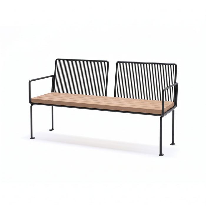 Gewerbefabrik Sitzbank Lengenfeld Outdoor Bank Parkbank Holz Schwarz RAL 9017