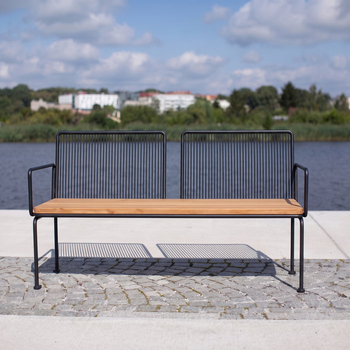 Gewerbefabrik Sitzbank Lengenfeld Outdoor Bank Parkbank Holz Schwarz RAL 9017 Stadt