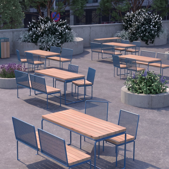 Gewerbefabrik Sitzbank Lengerich Outdoor Bank Parkbank Holz Blau RAL 5005 Park