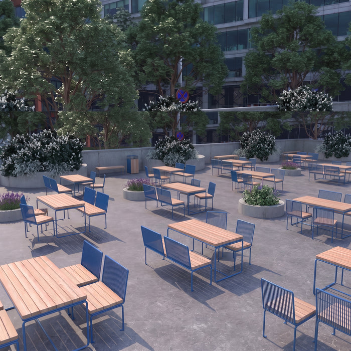 Gewerbefabrik Sitzbank Lengerich Outdoor Bank Parkbank Holz Blau RAL 5005 Stadt