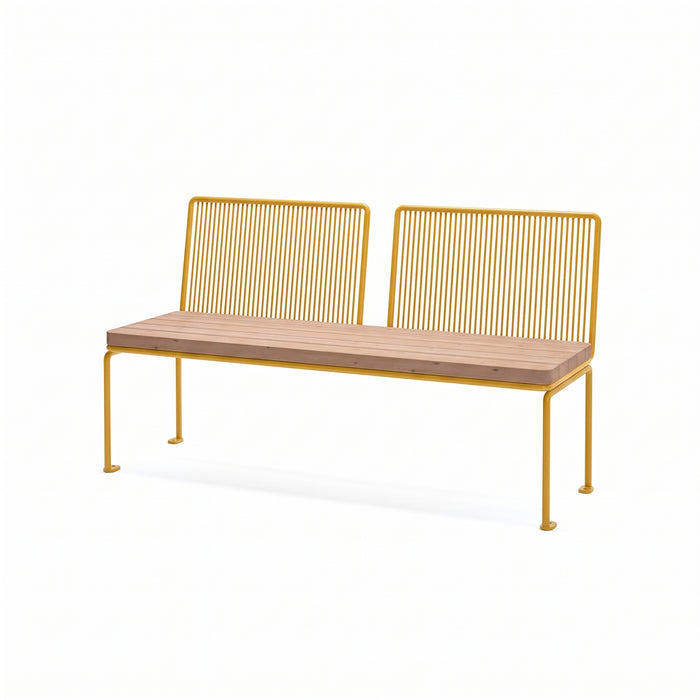 Gewerbefabrik Sitzbank Lengerich Outdoor Bank Parkbank Holz Gelb RAL 1028