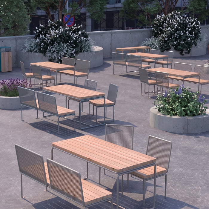 Gewerbefabrik Sitzbank Lengerich Outdoor Bank Parkbank Holz Grau RAL 7011 Park
